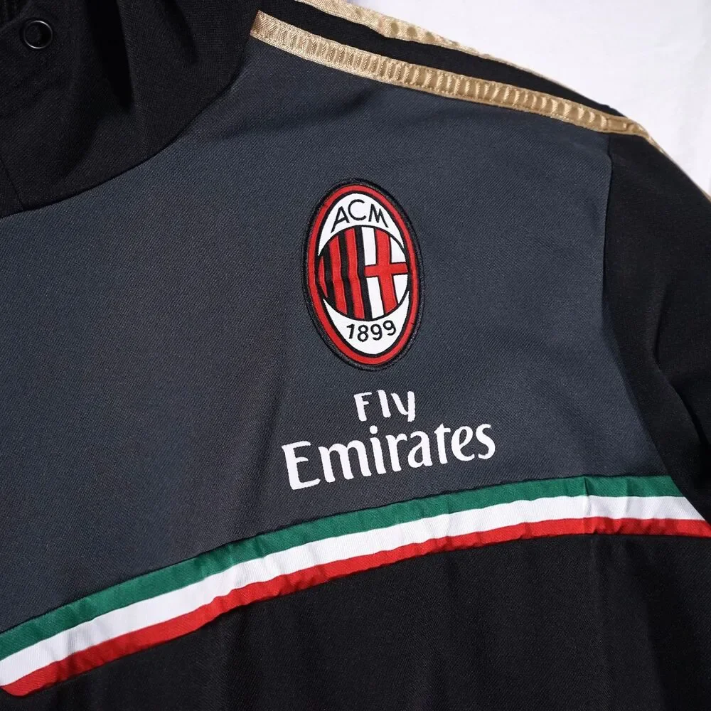 Adidas AC Milan Hoodie Black Gold Mens Large Vintage 2013-14 Soccer Vintage